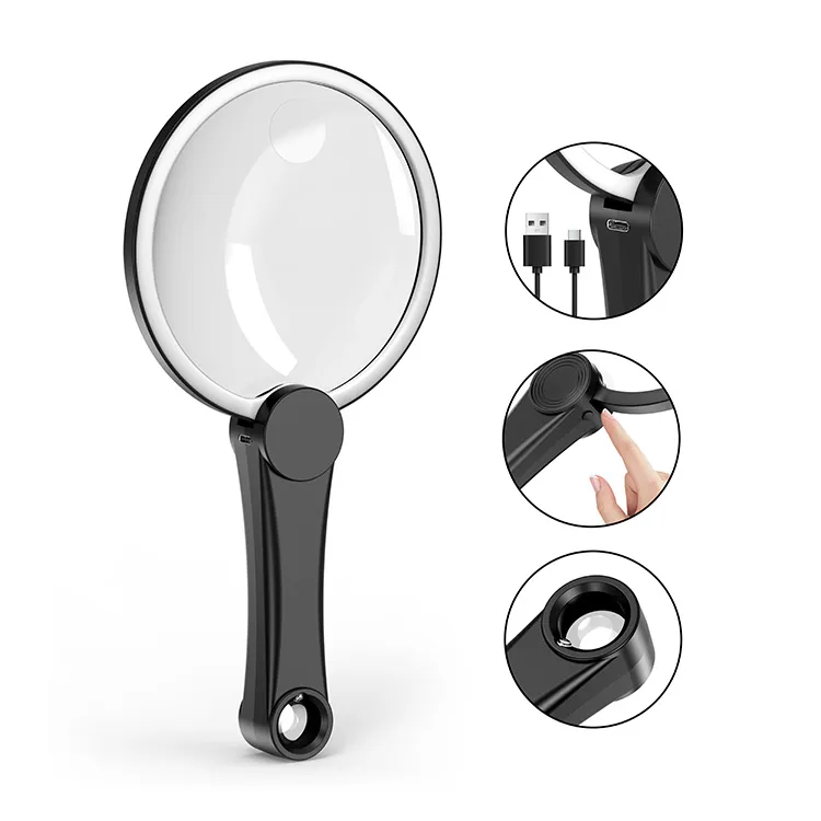 Handheld Magnifying Glass with Light